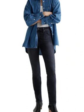 AG ADRIANO GOLDSCHMIED Mari High-Rise 29" Slim Straight Jeans Blue Sz 29 Premium